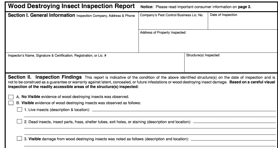 NPMA-33 is widely used for real estate termite reports
