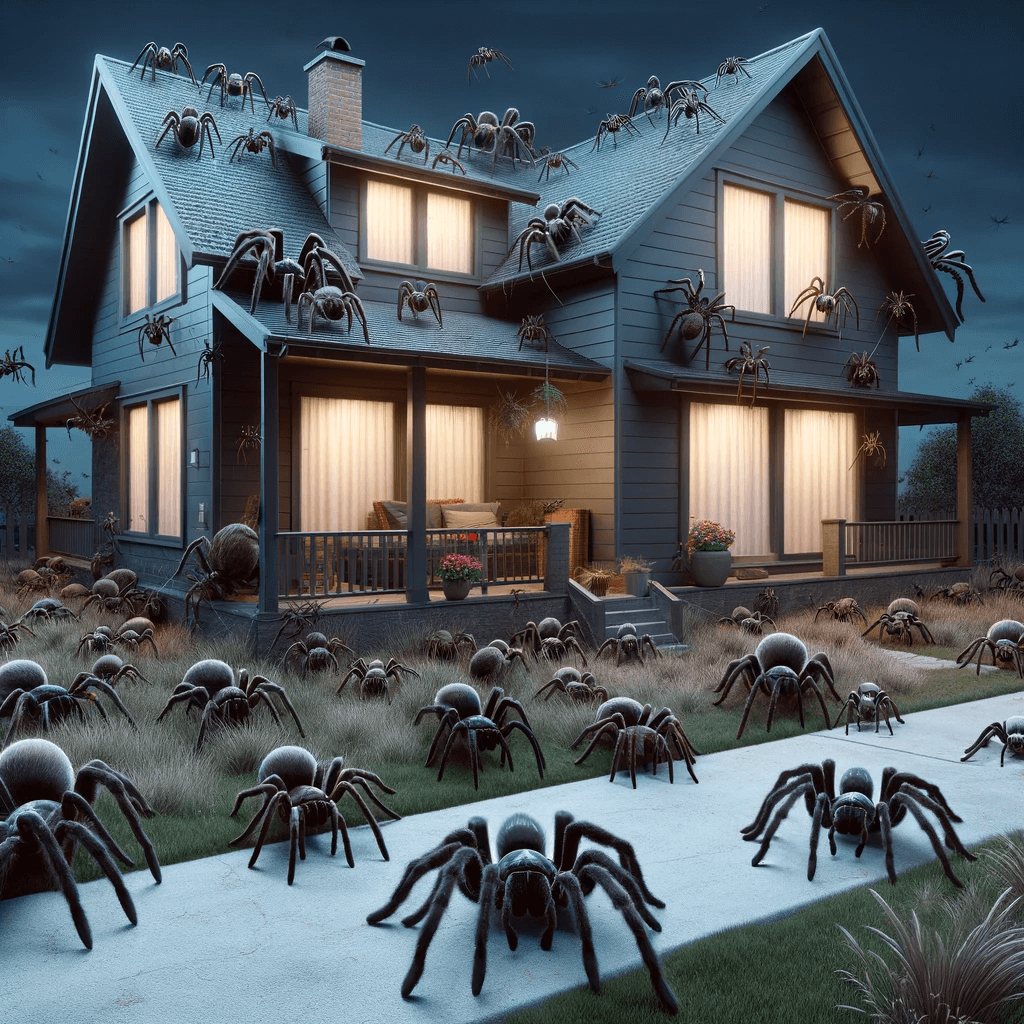 Home overrun by spiders AI image