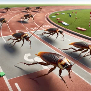 Animated image of cockroaches running on a track