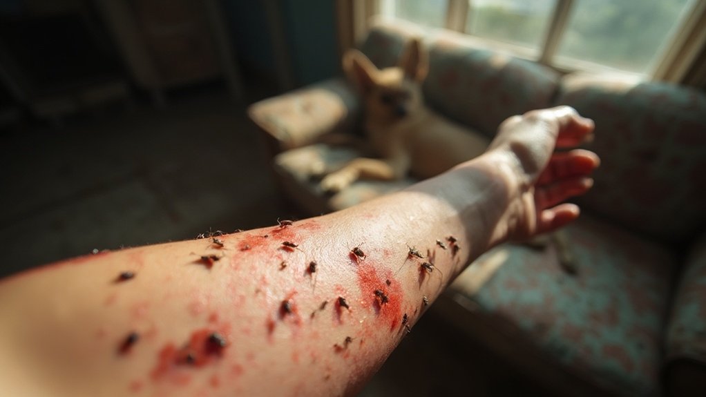AI image of fleas and bites on an arm to demonstrate public health issues