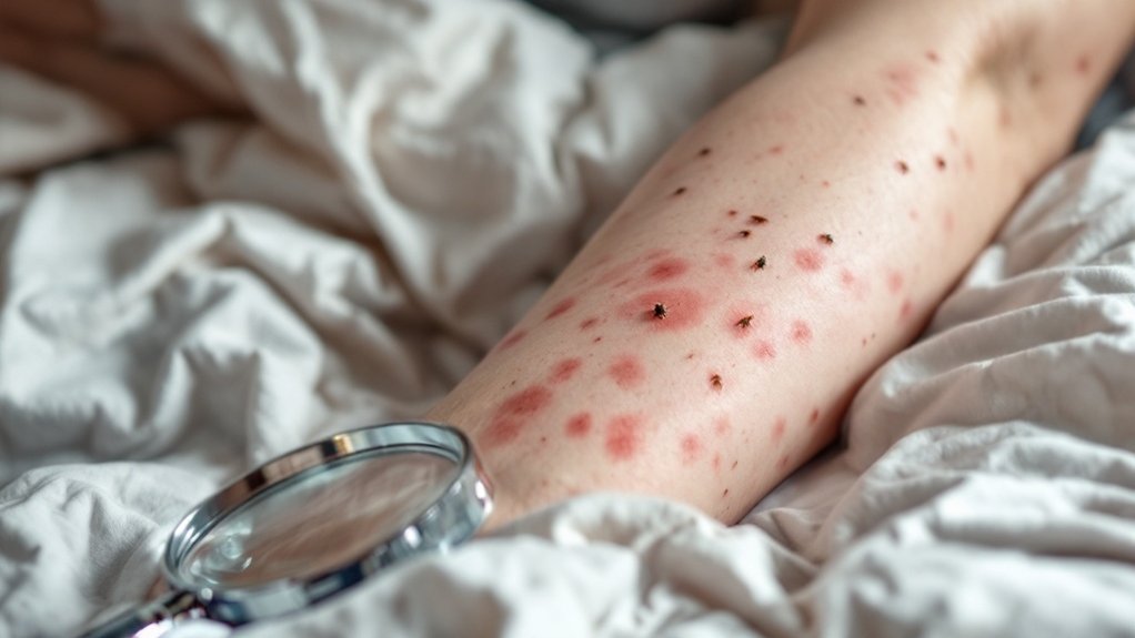 bed bug bites on an arm. bed bug bites are one symptom to help identify bed bugs