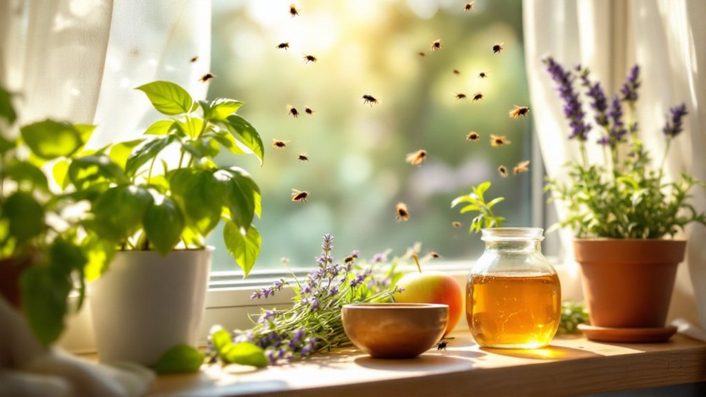 natural fly repellent tips for fly pest control. An image of flies around a window inside a home