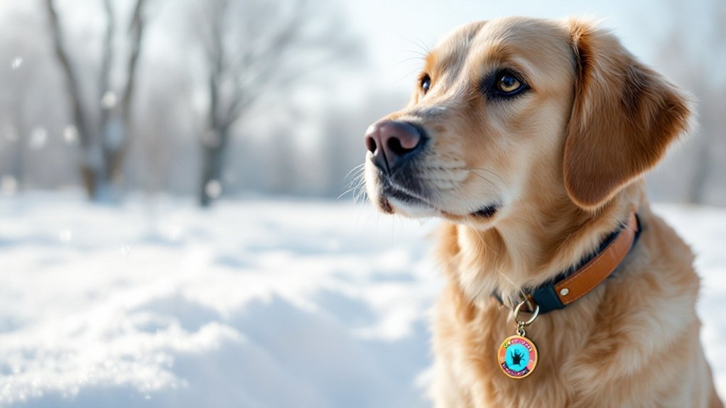 a picture of a dog in the snow