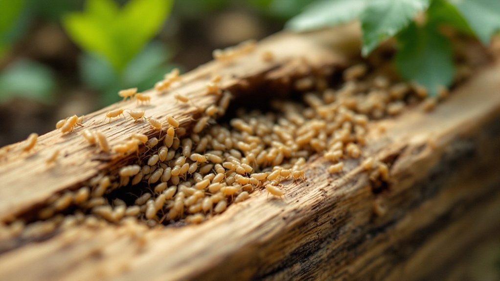 termites on wood. AI image
