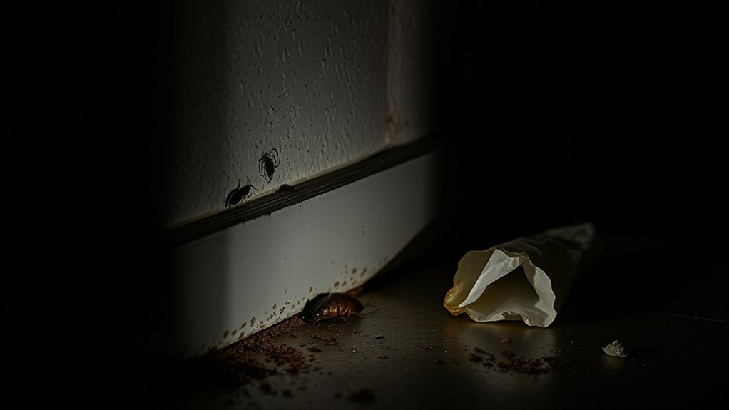 pest management in virginia. roaches visible on walls are a common pest issue in restaurants. AI image